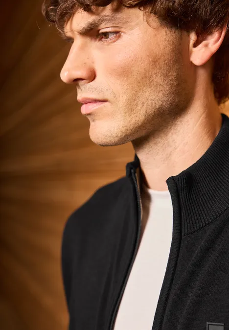 Cardigan basique avec fermeture éclair Black