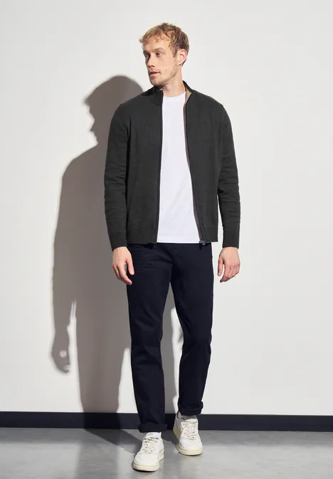 Basic Strickjacke mit Zipper anthra grey melange