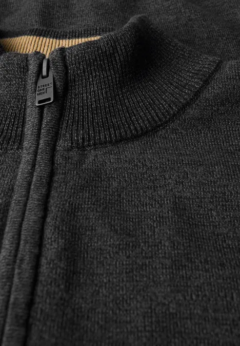 Basic Strickjacke mit Zipper anthra grey melange