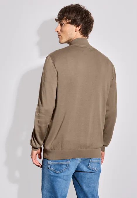 Cardigan basique avec fermeture éclair dull brown