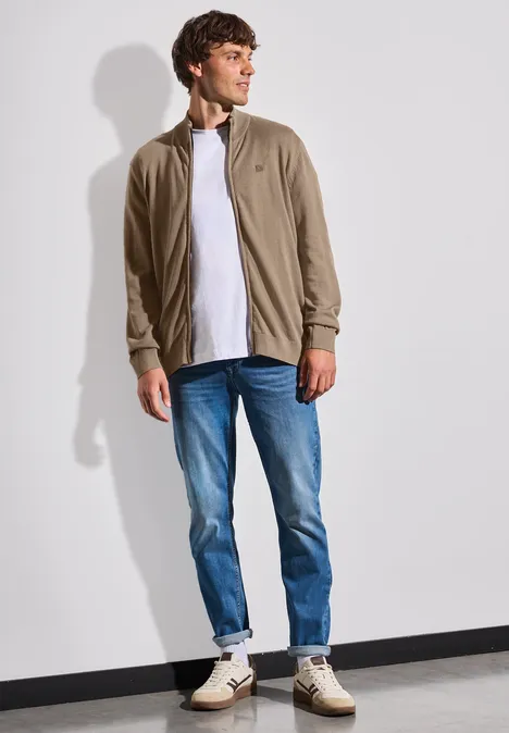 Cardigan basique avec fermeture éclair dull brown
