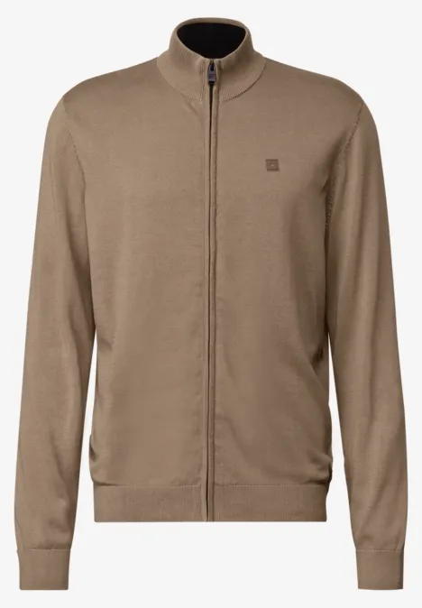Basic Strickjacke mit Zipper dull brown