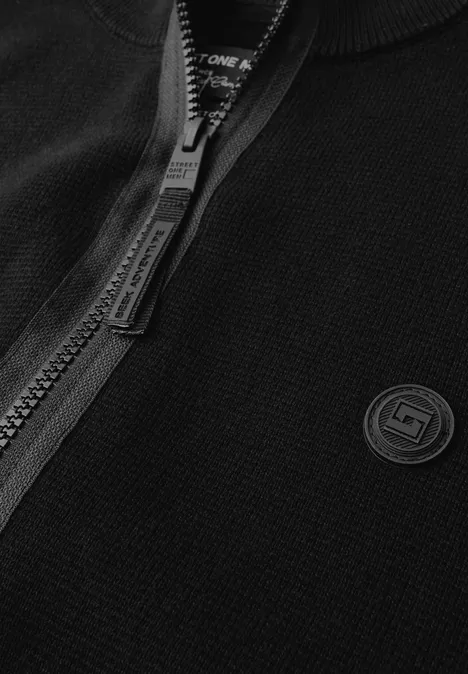 Strickjacke mit Stehkragen Black