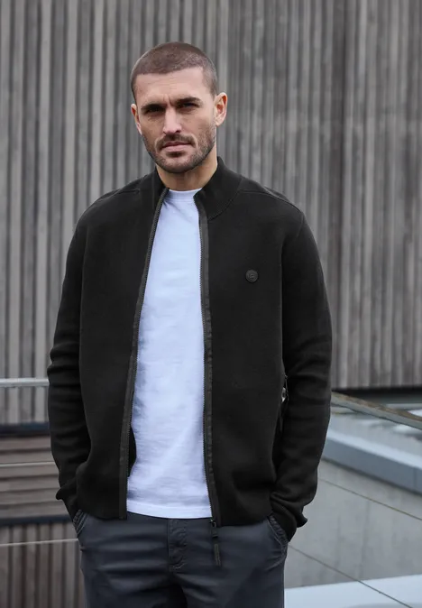 Strickjacke mit Stehkragen Black