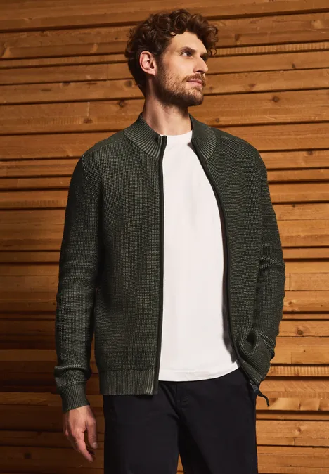 Strickjacke mit Zipper dark olive green