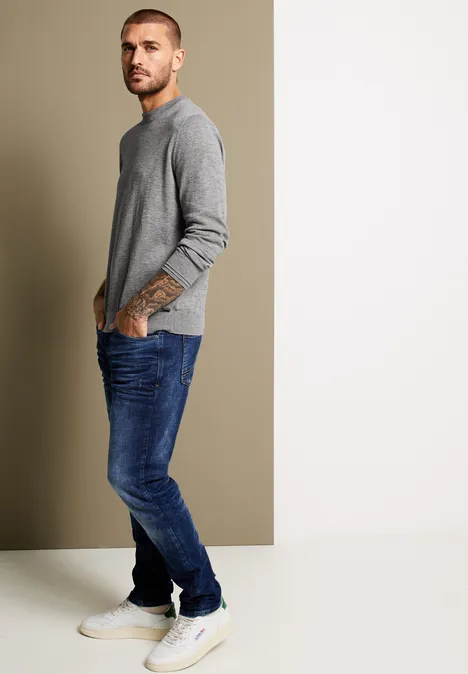 Pull basique à aspect chiné stone grey melange