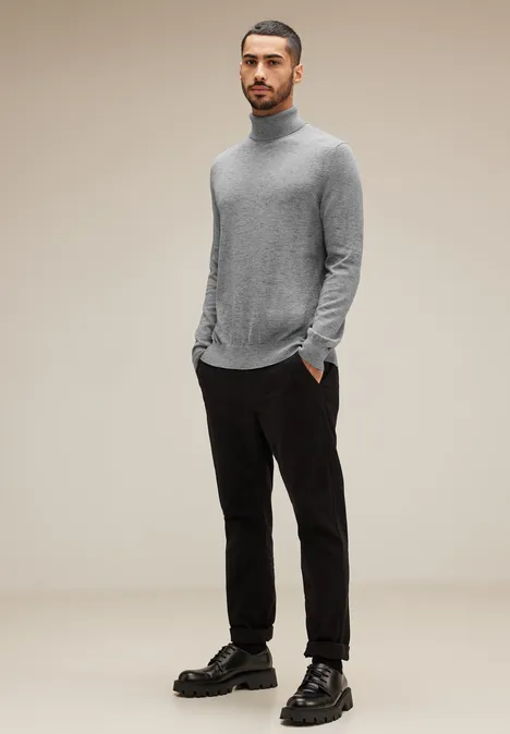 Pull-over basique à col montant stone grey melange