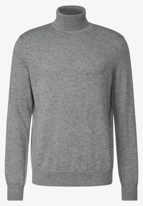 Basic Rollkragen Pullover stone grey melange