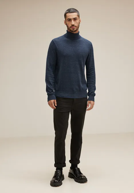 Pull-over basique à col montant eclipse blue melange