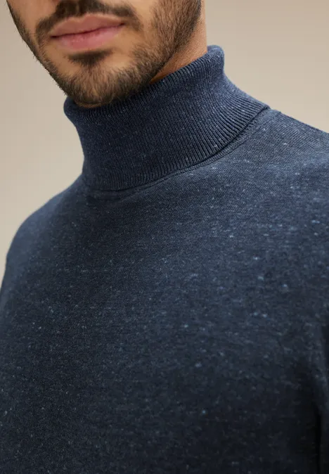 Pull-over basique à col montant eclipse blue melange