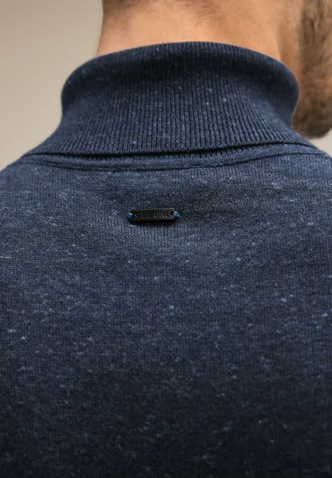 Pull-over basique à col montant eclipse blue melange