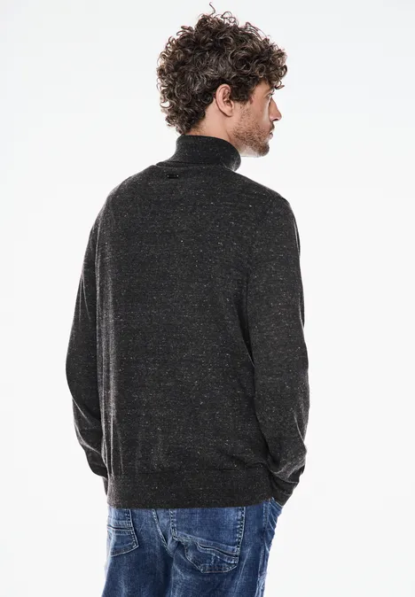 Pull-over basique à col montant anthra grey melange