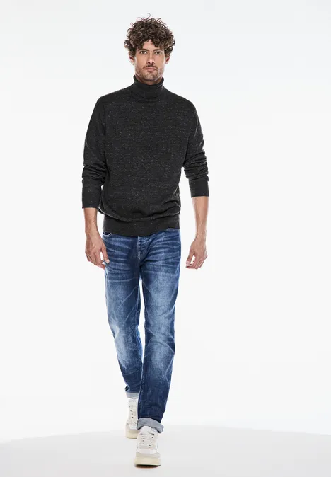 Pull-over basique à col montant anthra grey melange