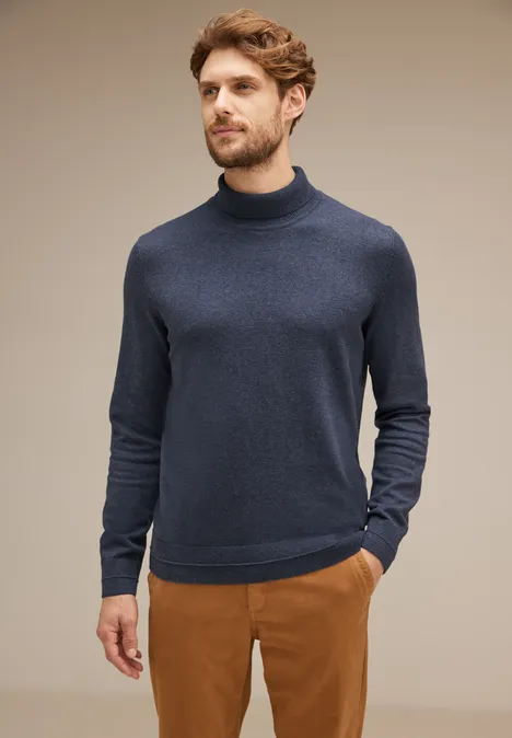 Pull-over à col montant dusty nordic blue
