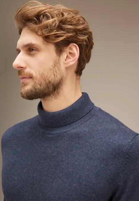 Pull-over à col montant dusty nordic blue