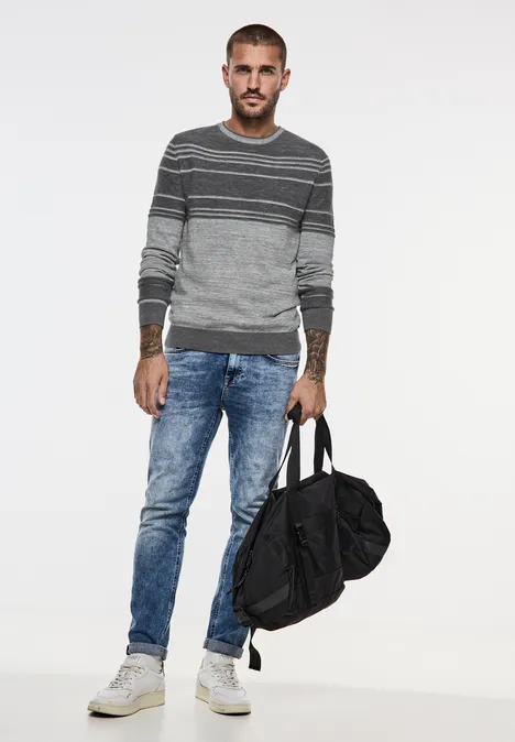Pull en tricot bicolore stone grey melange