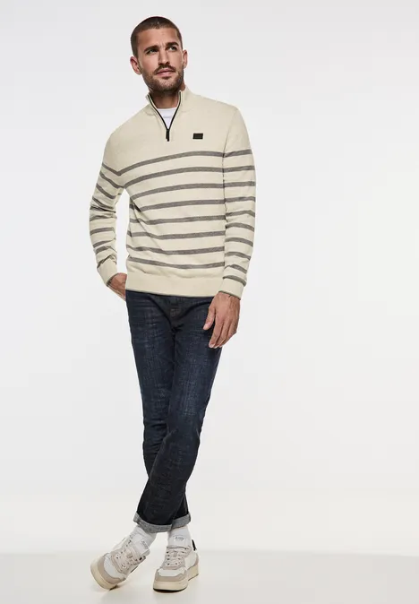 Troyer avec motif à rayures cream white