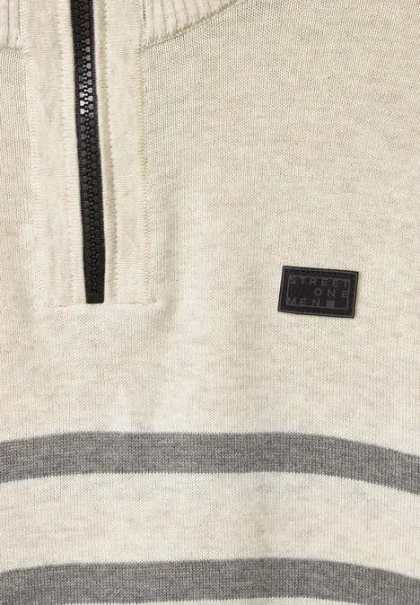 Troyer avec motif à rayures cream white