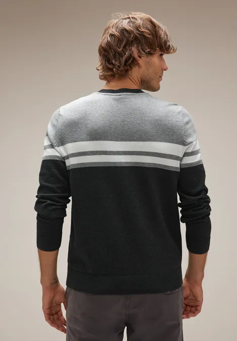 Pull-over en tricot rayé anthra grey melange
