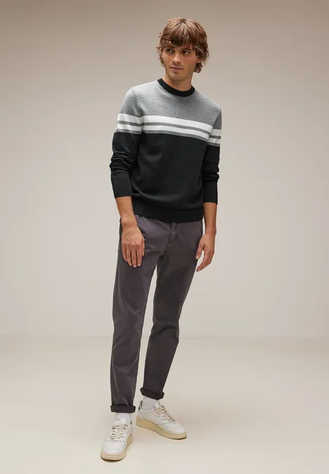 Pull-over en tricot rayé anthra grey melange