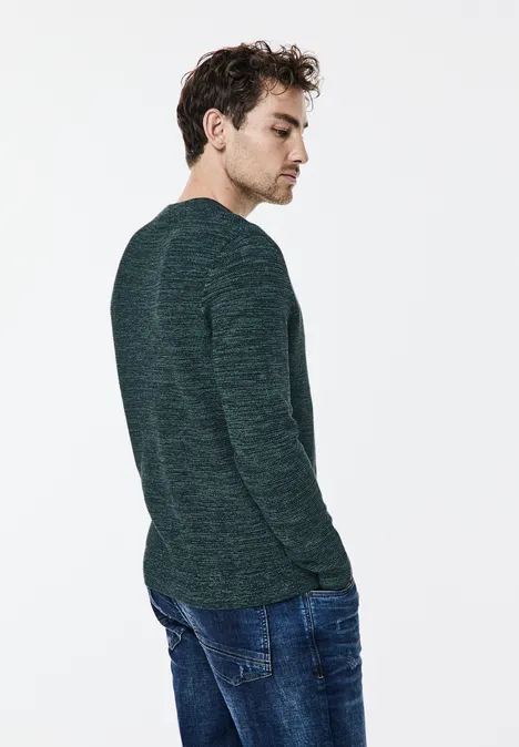 Pull-over chiné en fil mouliné turquoise green