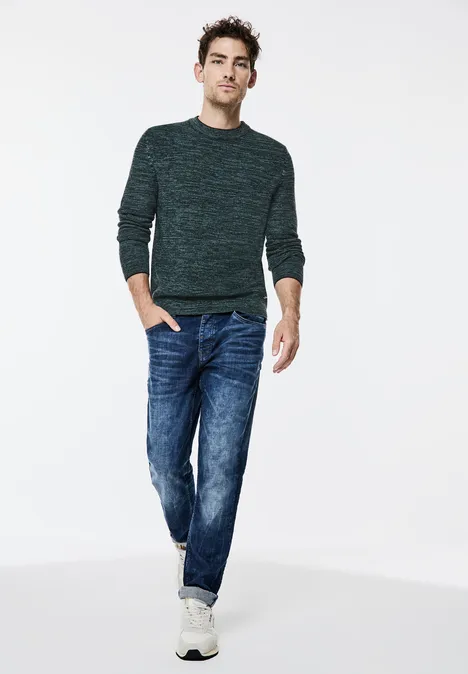 Pull-over chiné en fil mouliné turquoise green