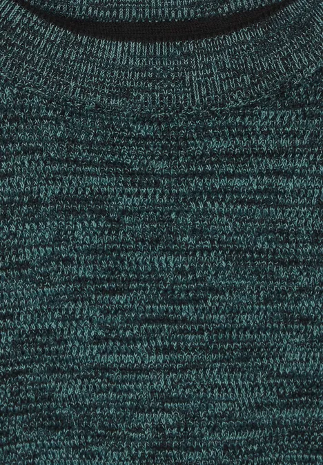 Pull-over chiné en fil mouliné turquoise green