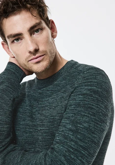 Pull-over chiné en fil mouliné turquoise green