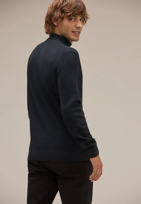 Pull-over à col montant dans un mélange de laine anthra grey melange