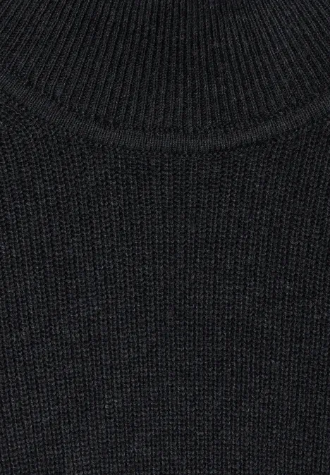 Pull-over à col montant dans un mélange de laine anthra grey melange