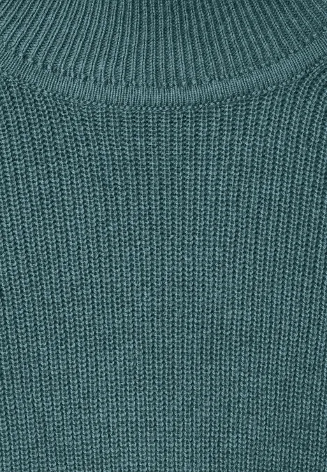 Pull-over à col montant dans un mélange de laine turquoise green melange