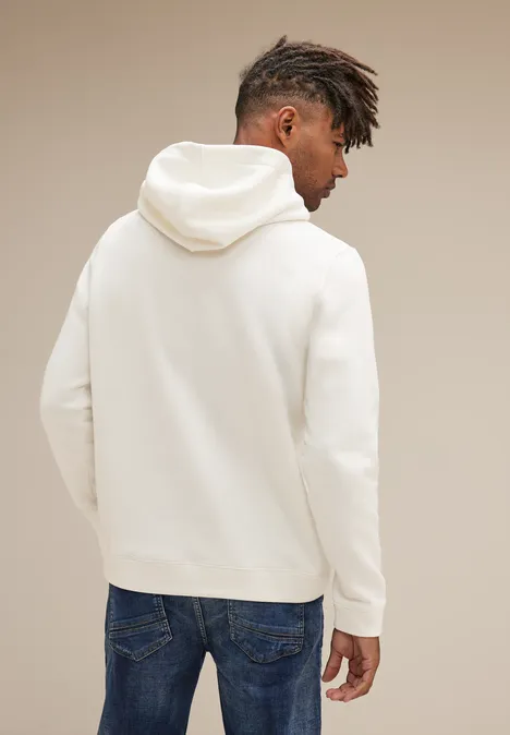 Trui met capuchon en print op de voorkant broken white