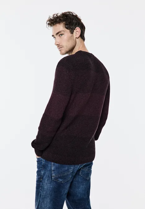 Pull-over en tricot mouliné ink red