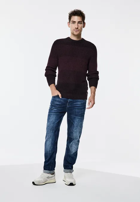 Pull-over en tricot mouliné ink red