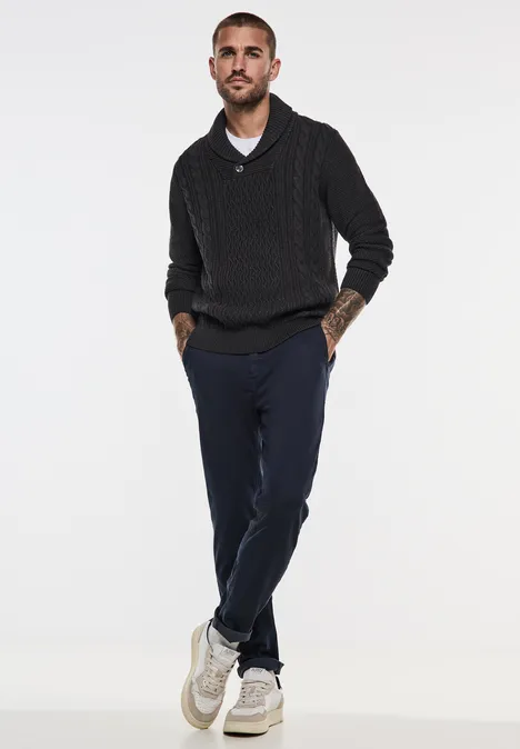 Pull-over avec motif en tricot anthra grey melange