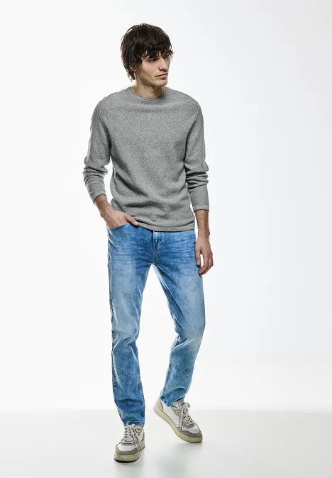 Pull-over avec structure en tricot cloud grey melange