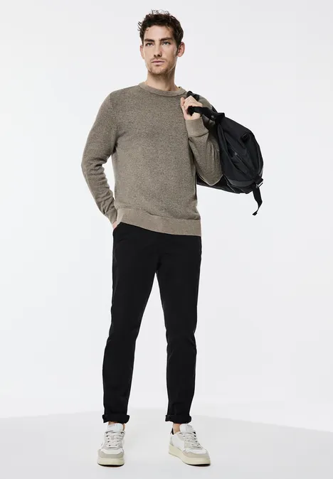 Trui in tweekleurige look timber brown melange
