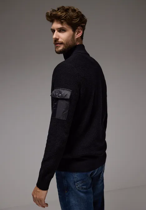 Pull mélange de matières Black