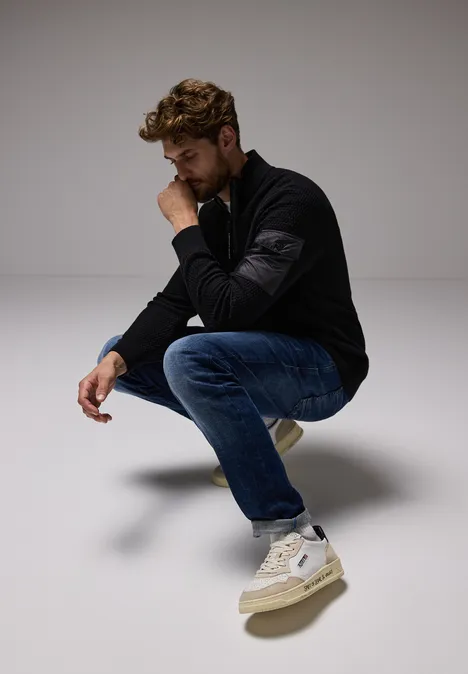 Pull mélange de matières Black