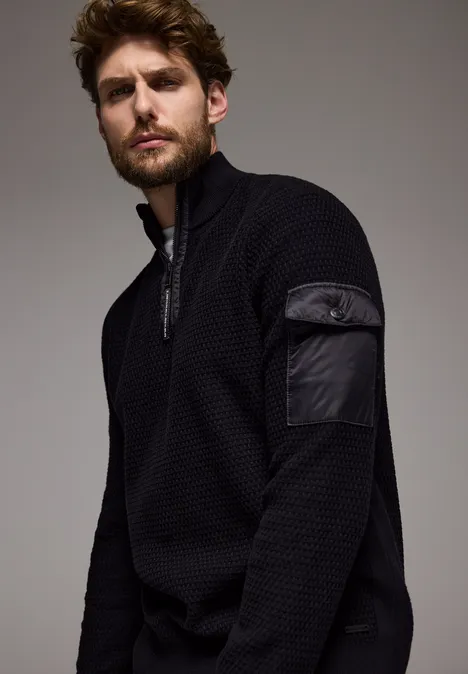 Pull mélange de matières Black