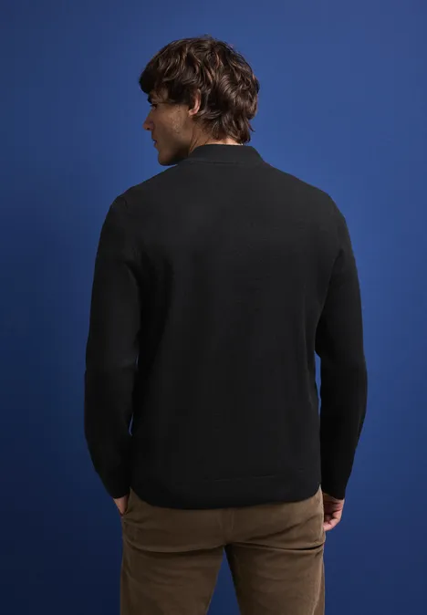 Pull-over mi-zip doux Black