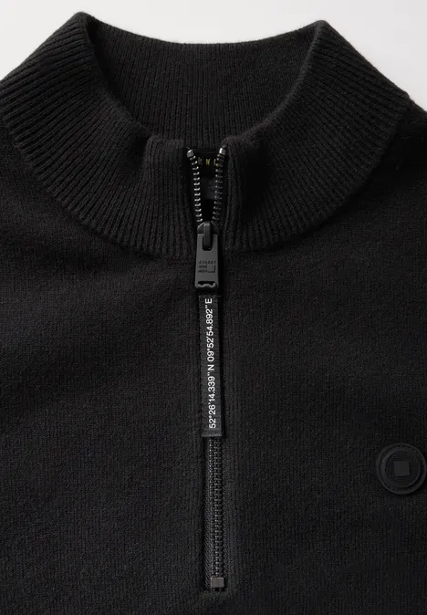 Pull-over mi-zip doux Black