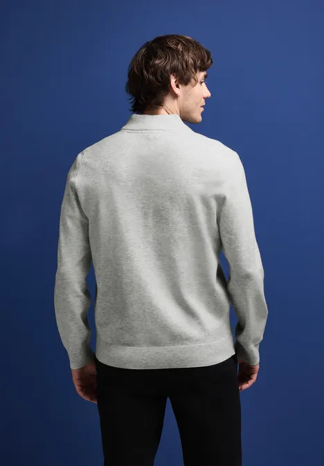 Pull-over mi-zip doux frost grey melange