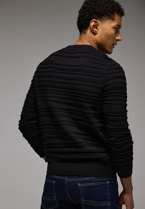 Pull à rayures structurées Black