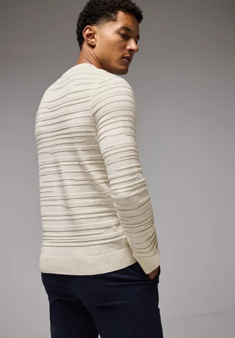 Pull à rayures structurées tender beige melange