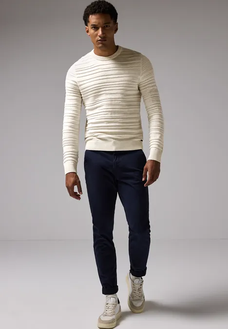 Pull à rayures structurées tender beige melange
