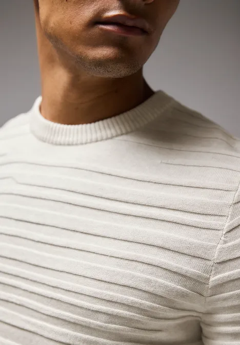 Pull à rayures structurées tender beige melange