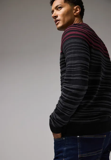 Pullover mit Strukturstreifen dusty red