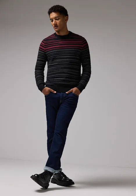 Pullover mit Strukturstreifen dusty red