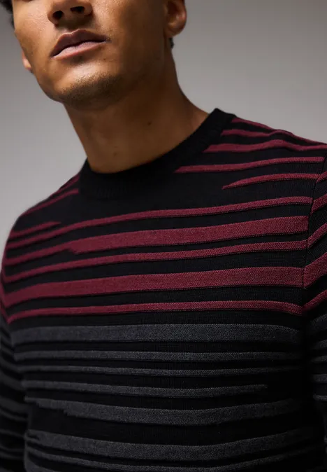 Pullover mit Strukturstreifen dusty red